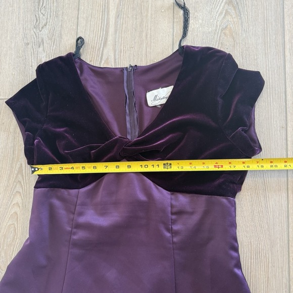 Michelangelo Plum Satin Velvet Formal Gown Womens Medium Evening Dress - Picture 3 of 8